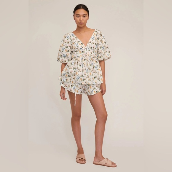 New! Marissa Webb Griffin Botanical Floral Open Back Blouse 🌼Small NWT! - Picture 3 of 11